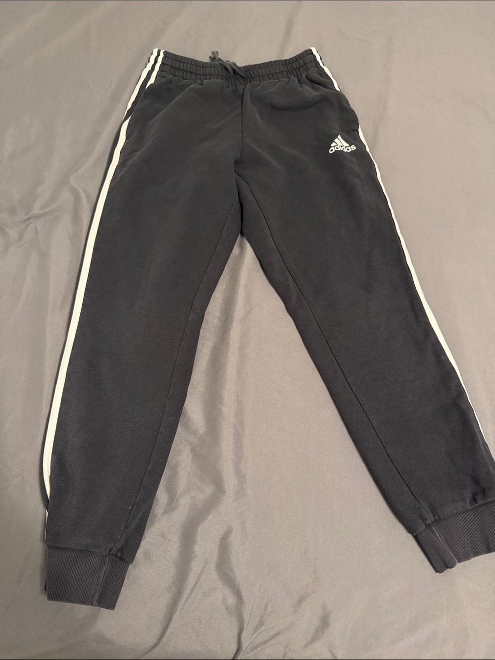 Vintage feel adidas Black Joggers with White Side Stripes